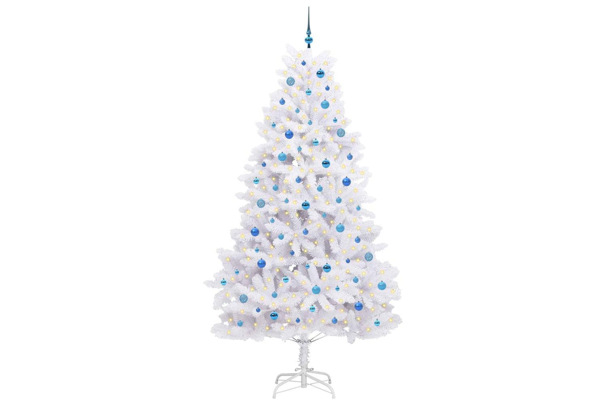 Vidaxl Artificial Hinged Christmas Tree White 240 Cm Pvc And Steel-3