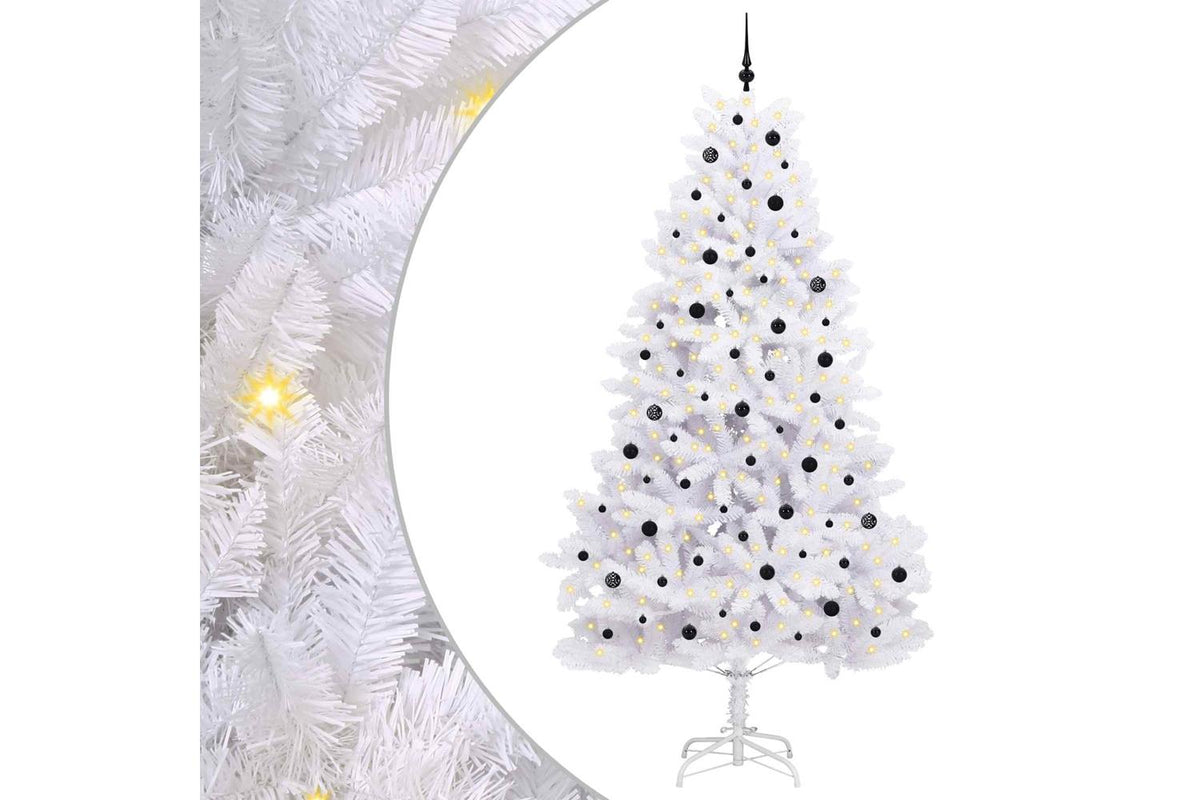 Vidaxl Artificial Hinged Christmas Tree White 270 Cm Pvc And Steel-2