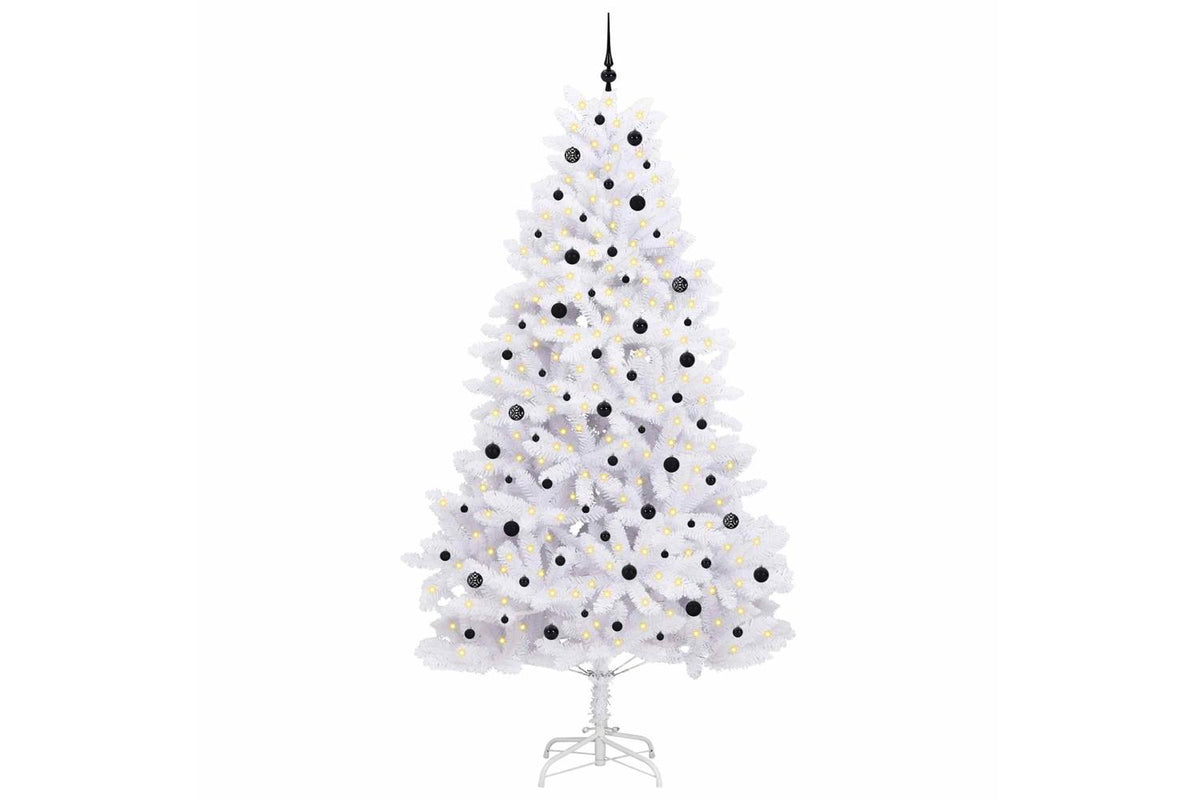 Vidaxl Artificial Hinged Christmas Tree White 270 Cm Pvc And Steel-3