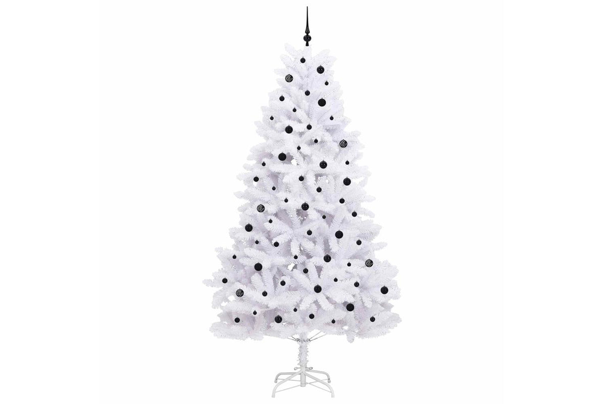 Vidaxl Artificial Hinged Christmas Tree White 270 Cm Pvc And Steel-4
