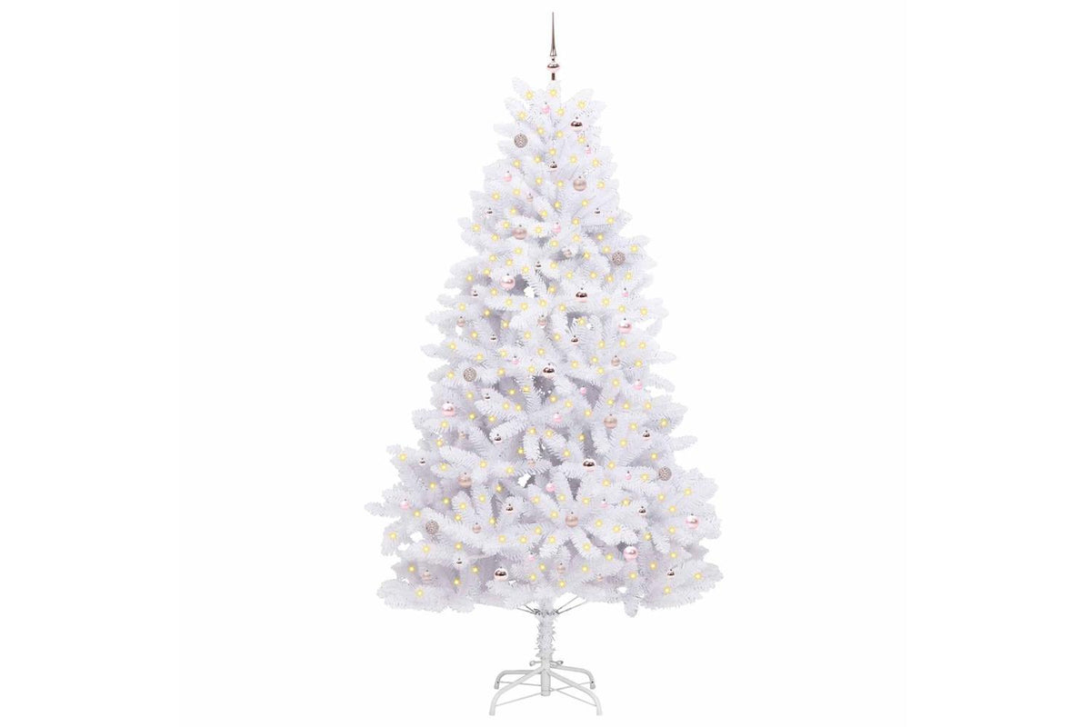 Vidaxl Artificial Hinged Christmas Tree White 270 Cm Pvc And Steel-3
