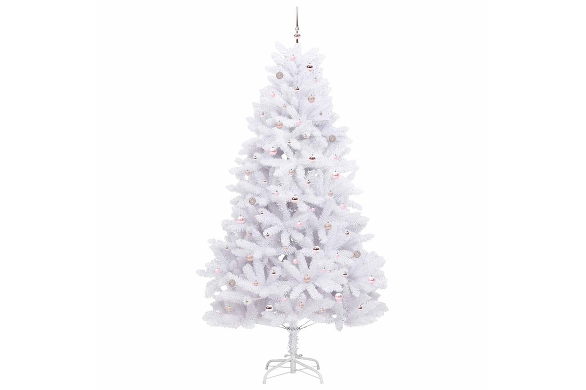 Vidaxl Artificial Hinged Christmas Tree White 270 Cm Pvc And Steel-4