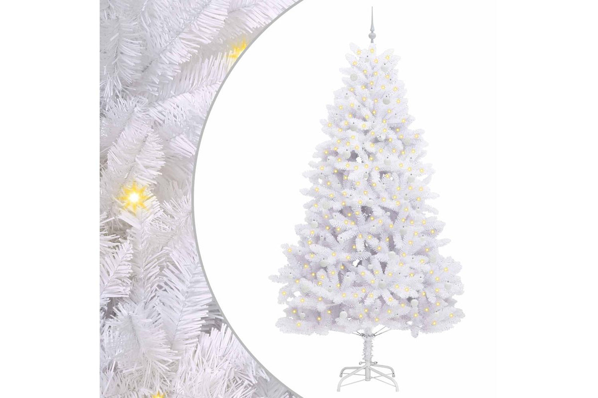 Vidaxl Artificial Hinged Christmas Tree White 270 Cm Pvc And Steel-2
