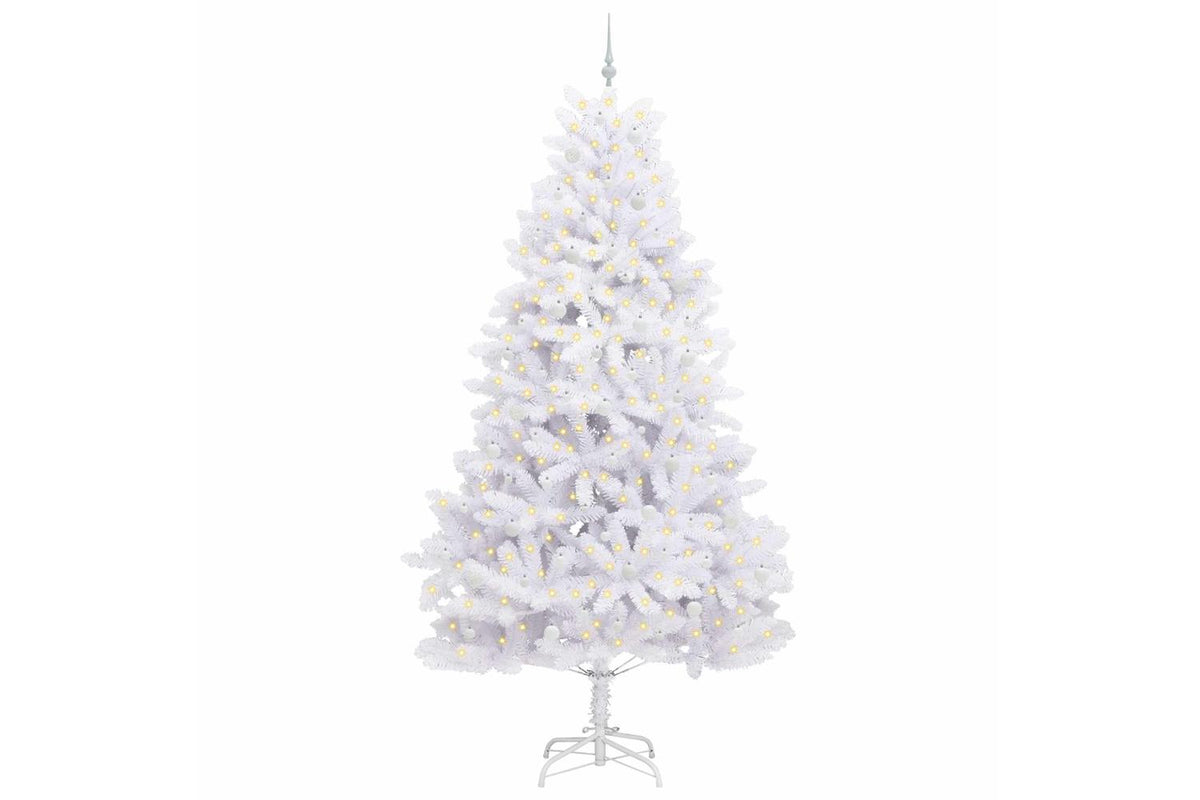 Vidaxl Artificial Hinged Christmas Tree White 270 Cm Pvc And Steel-3