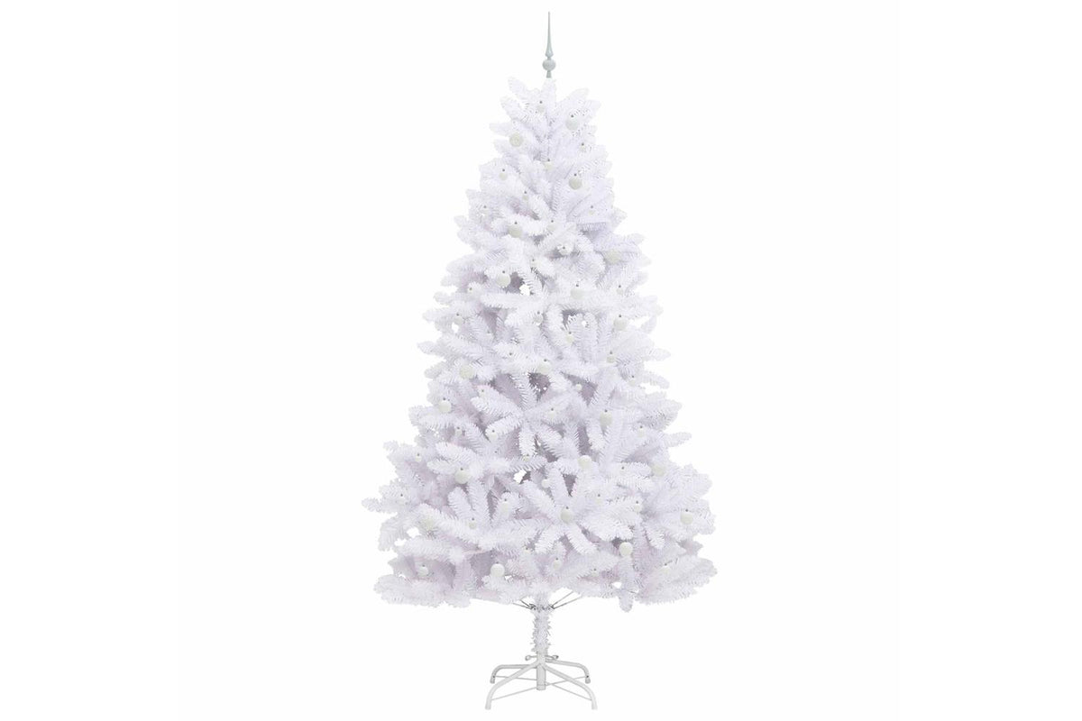Vidaxl Artificial Hinged Christmas Tree White 270 Cm Pvc And Steel-4