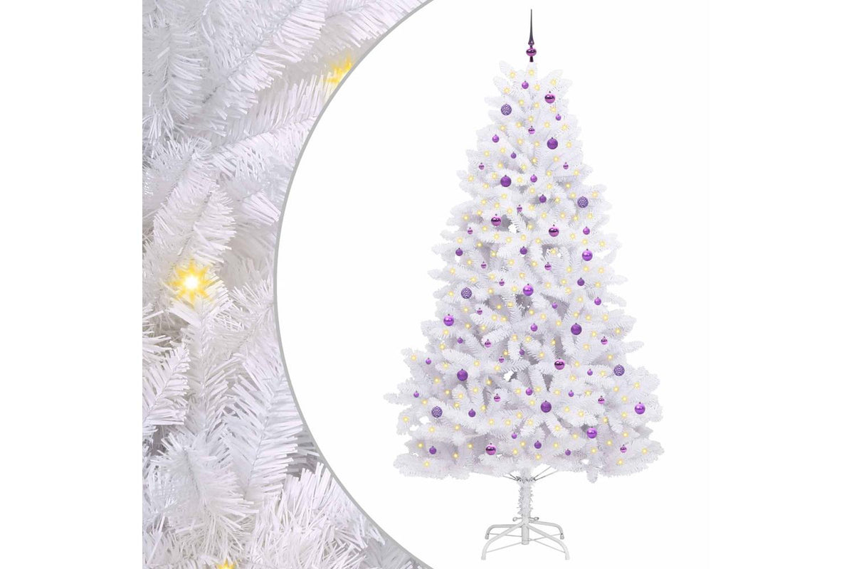 Vidaxl Artificial Hinged Christmas Tree White 270 Cm Pvc And Steel-2