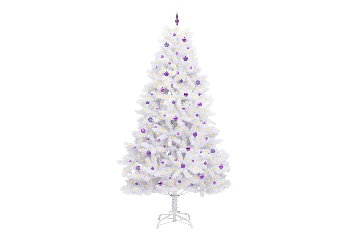 Vidaxl Artificial Hinged Christmas Tree White 270 Cm Pvc And Steel-3
