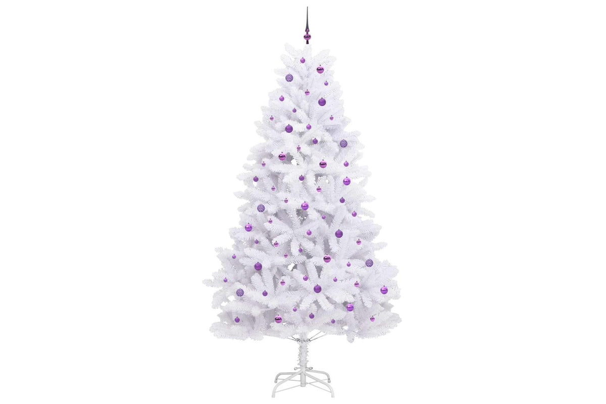 Vidaxl Artificial Hinged Christmas Tree White 270 Cm Pvc And Steel-4