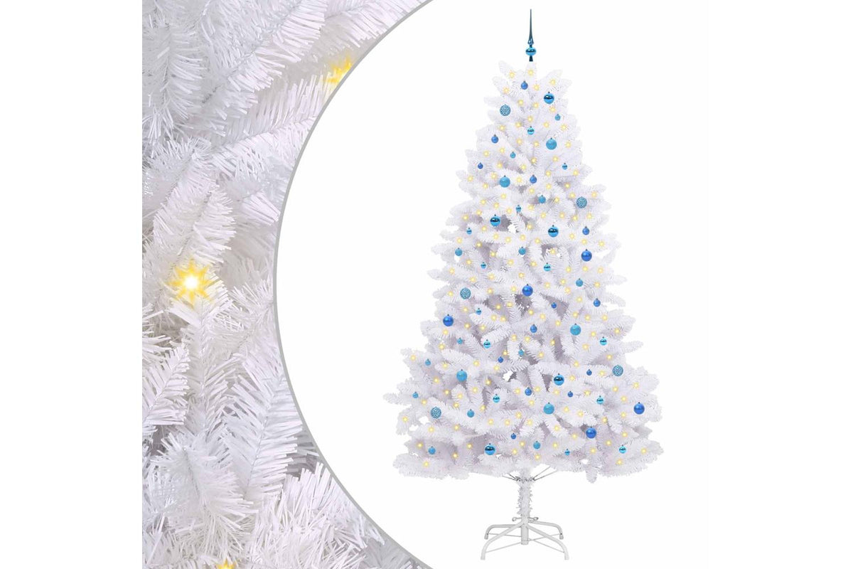 Vidaxl Artificial Hinged Christmas Tree White 270 Cm Pvc And Steel-2