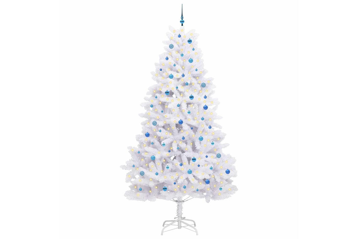 Vidaxl Artificial Hinged Christmas Tree White 270 Cm Pvc And Steel-3