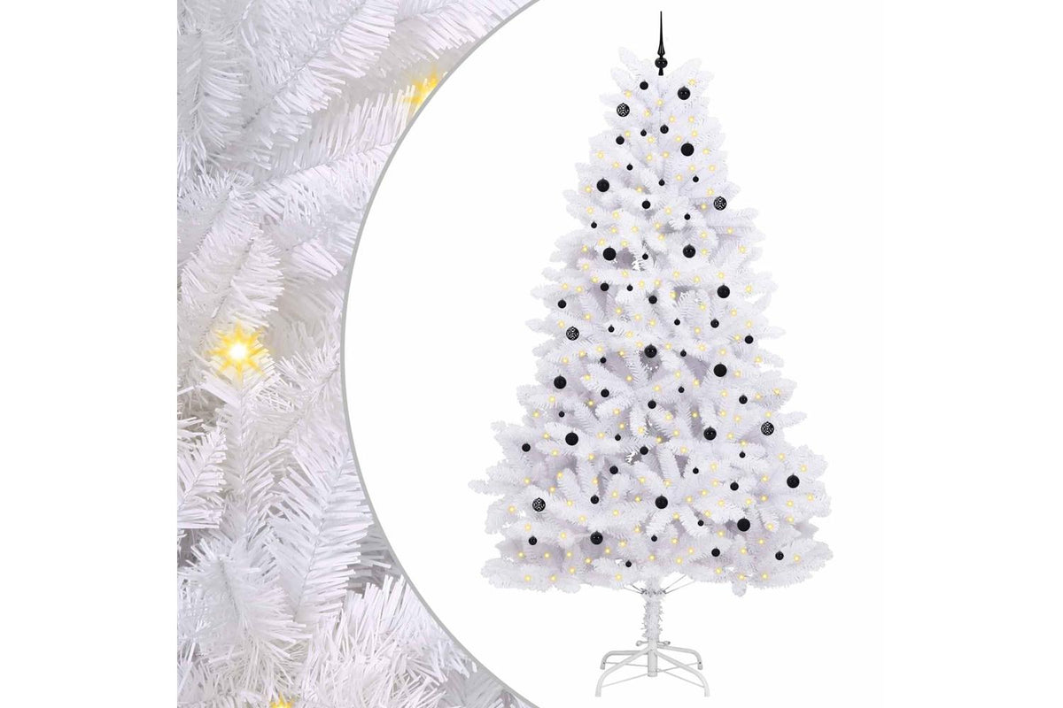 Vidaxl Artificial Hinged Christmas Tree White 300 Cm Pvc And Steel-2