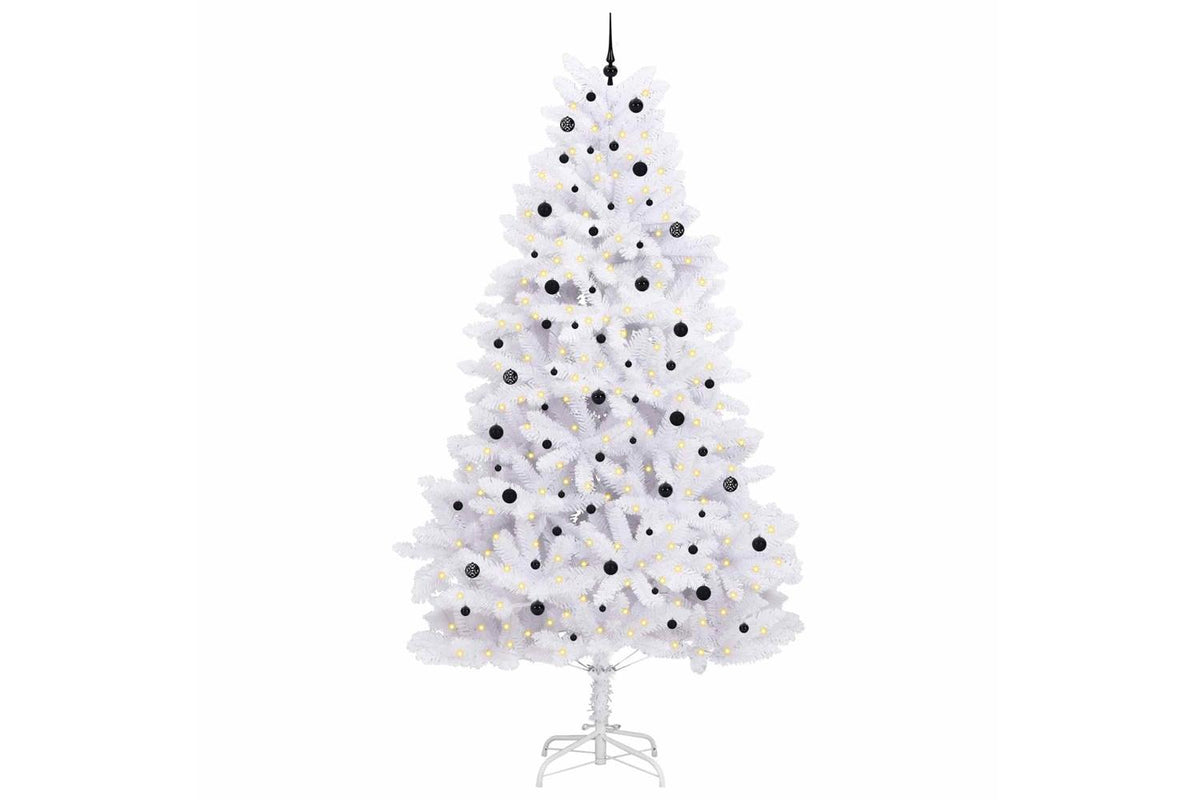 Vidaxl Artificial Hinged Christmas Tree White 300 Cm Pvc And Steel-3