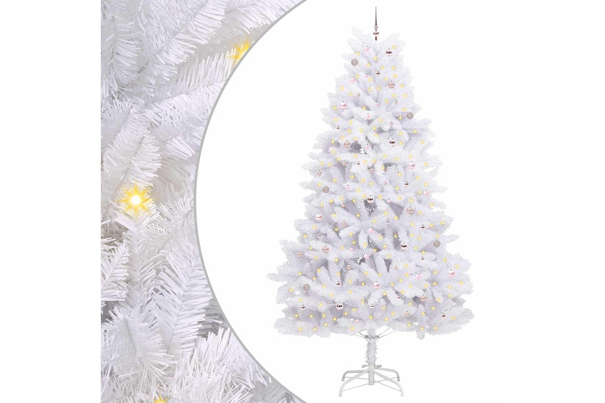 Vidaxl Artificial Hinged Christmas Tree White 300 Cm Pvc And Steel-2