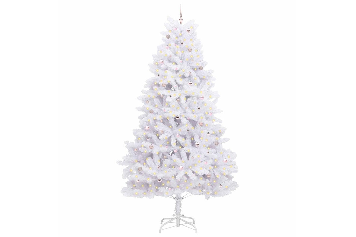 Vidaxl Artificial Hinged Christmas Tree White 300 Cm Pvc And Steel-3