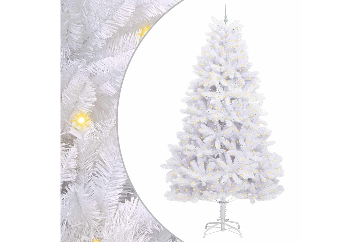 Vidaxl Artificial Hinged Christmas Tree White 300 Cm Pvc And Steel
