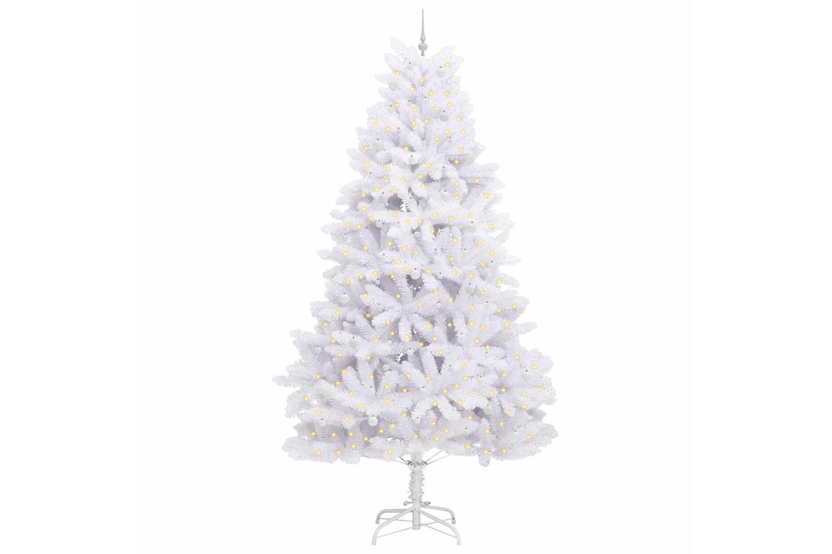 Vidaxl Artificial Hinged Christmas Tree White 300 Cm Pvc And Steel-3