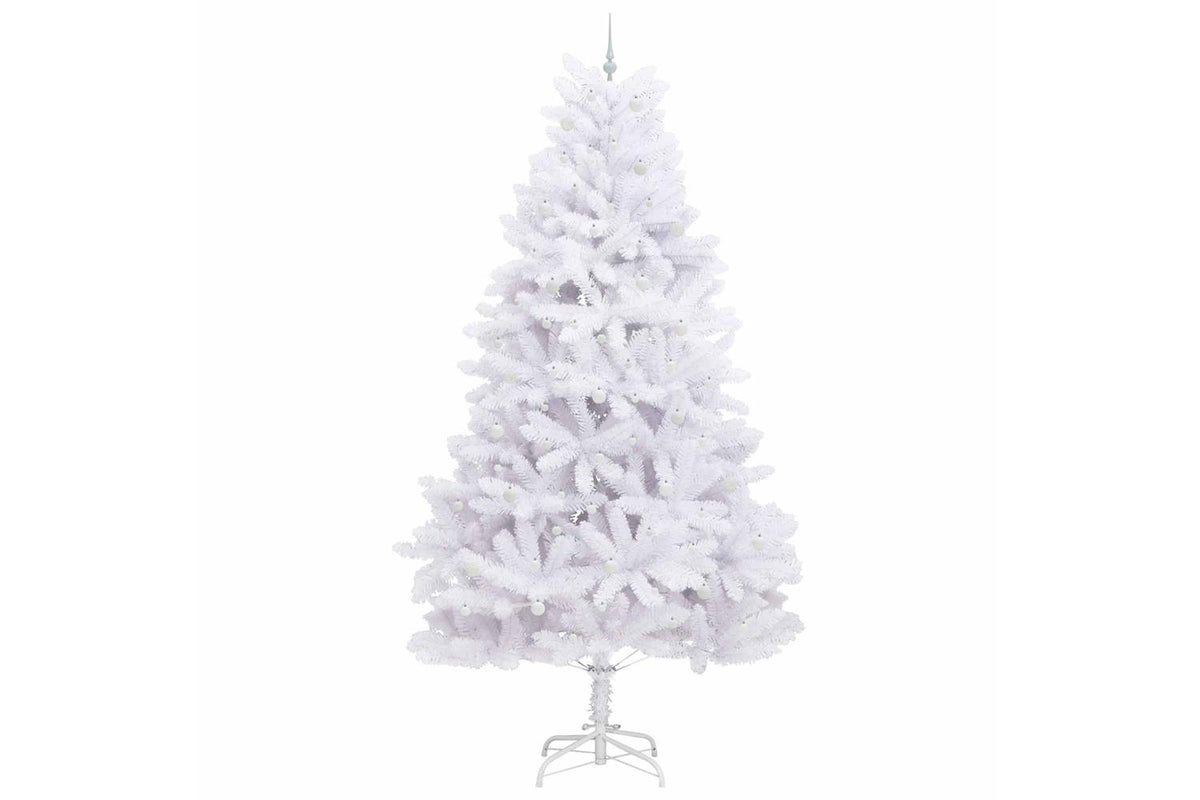 Vidaxl Artificial Hinged Christmas Tree White 300 Cm Pvc And Steel-4