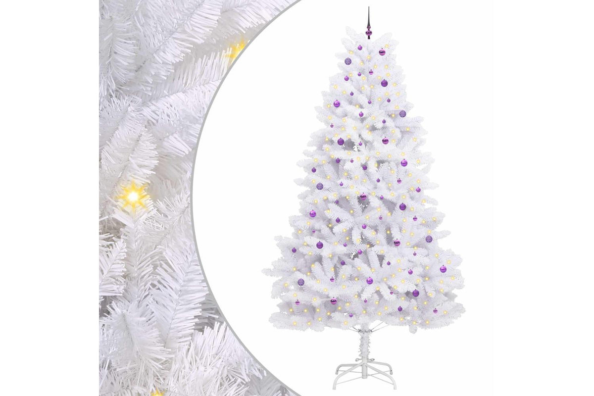 Vidaxl Artificial Hinged Christmas Tree White 300 Cm Pvc And Steel-2