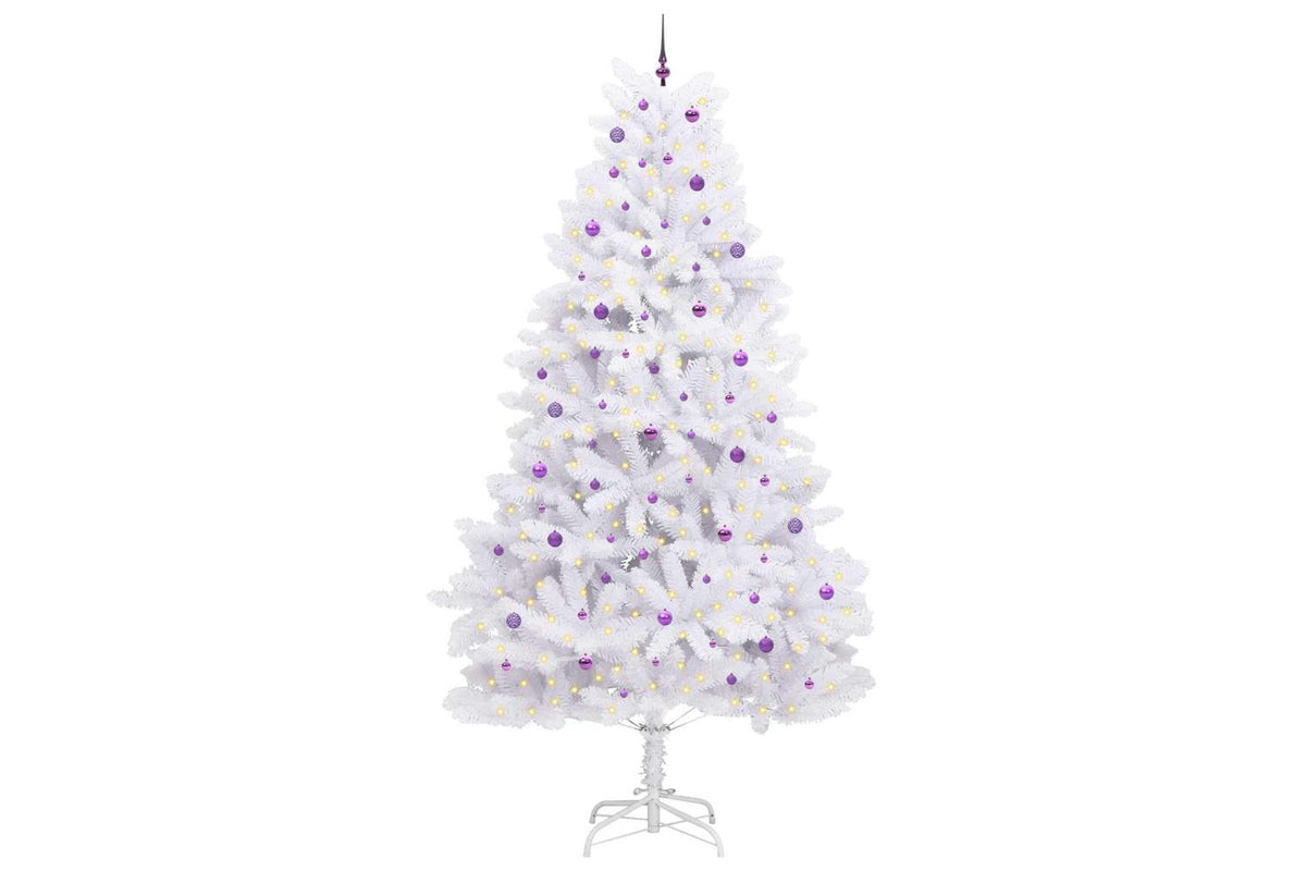 Vidaxl Artificial Hinged Christmas Tree White 300 Cm Pvc And Steel-3