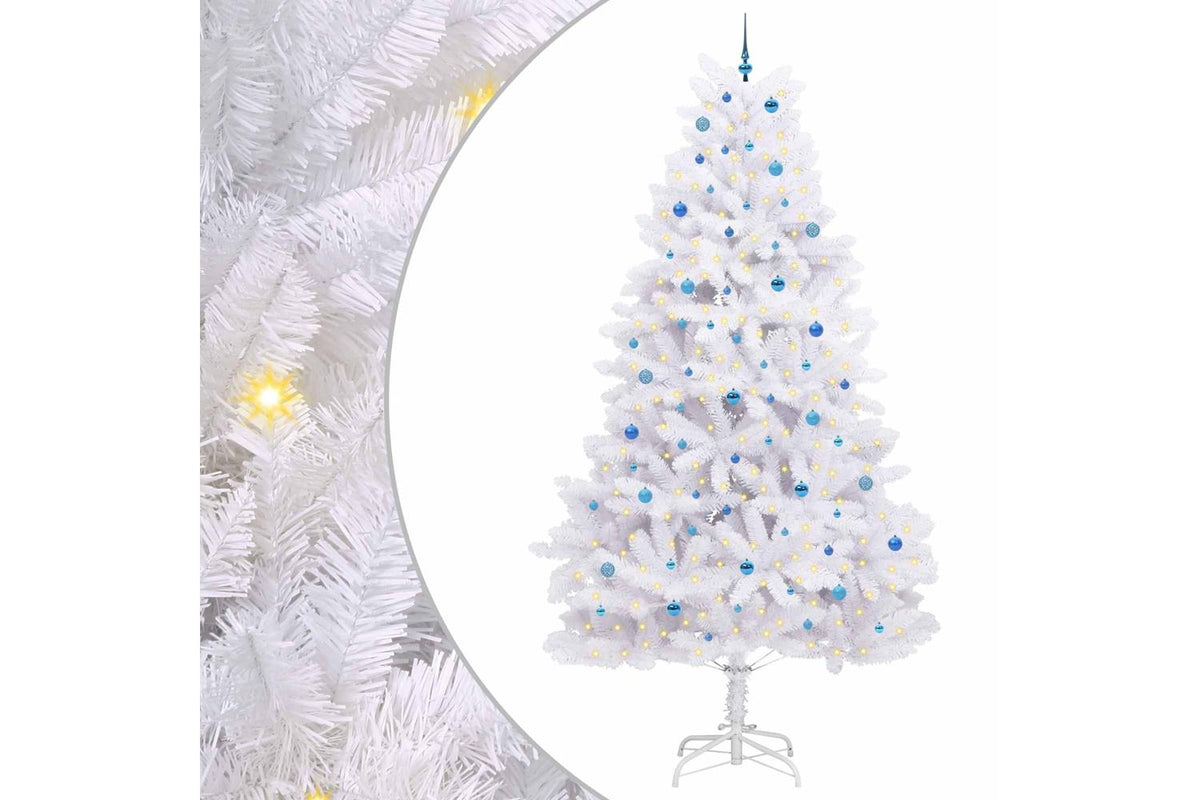 Vidaxl Artificial Hinged Christmas Tree White 300 Cm Pvc And Steel-2