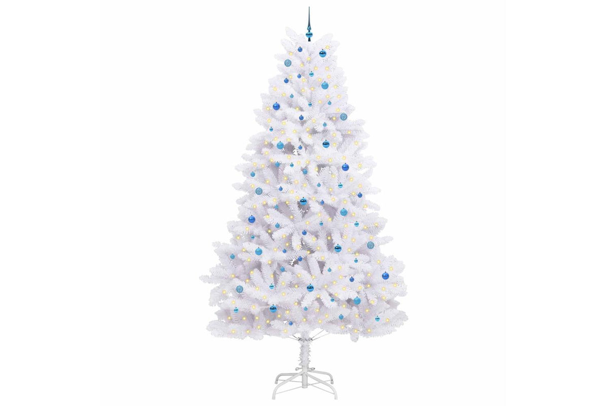 Vidaxl Artificial Hinged Christmas Tree White 300 Cm Pvc And Steel-3