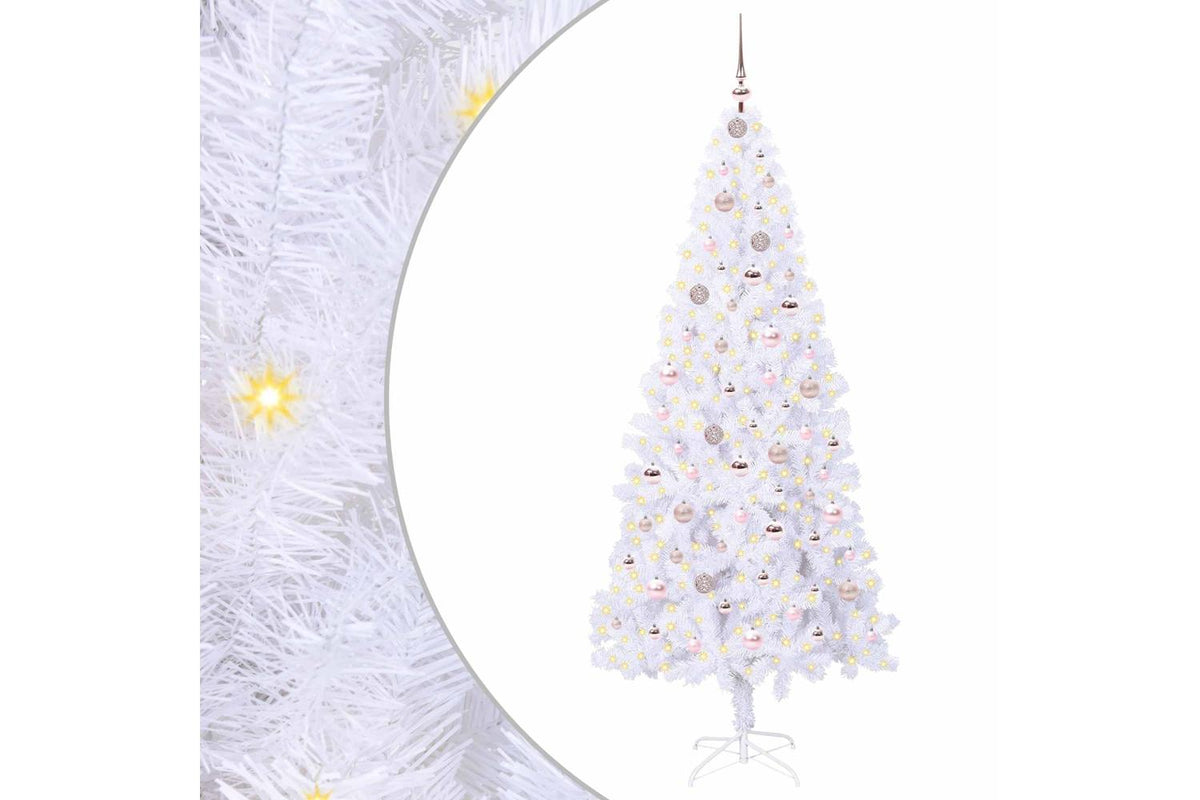 Vidaxl Artificial Christmas Tree With Stand White 210 Cm Pvc And Steel-2