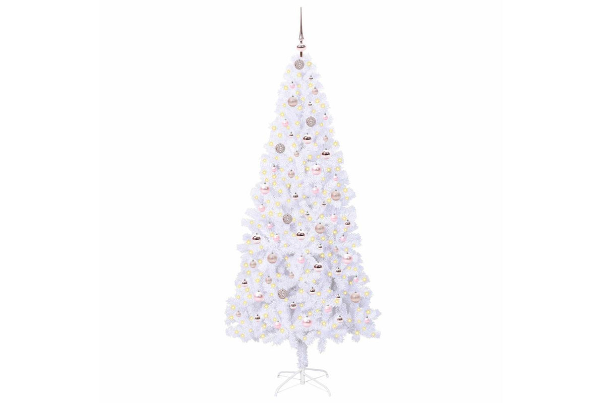 Vidaxl Artificial Christmas Tree With Stand White 210 Cm Pvc And Steel-3