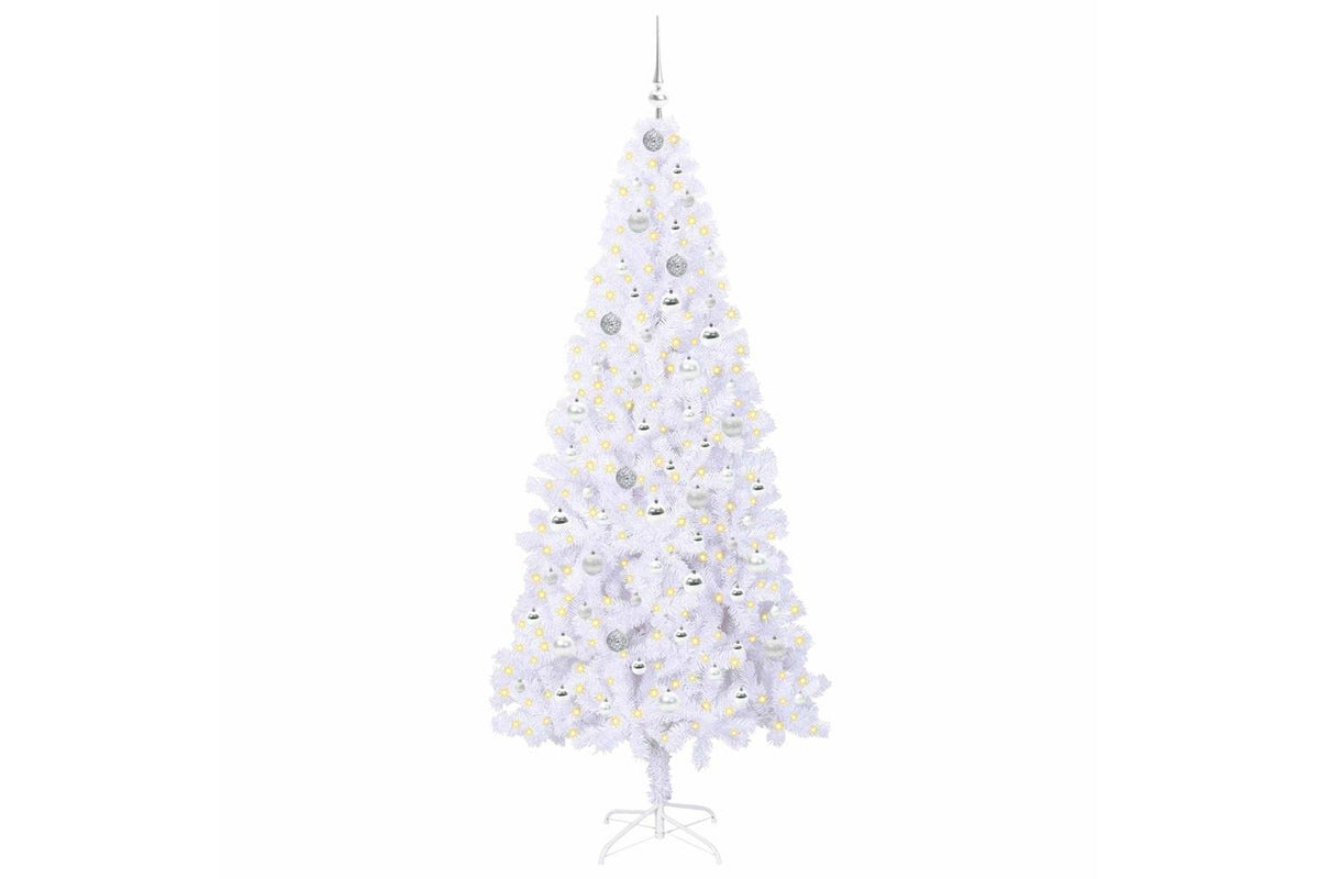 Vidaxl Artificial Christmas Tree With Stand White 210 Cm Pvc And Steel-3