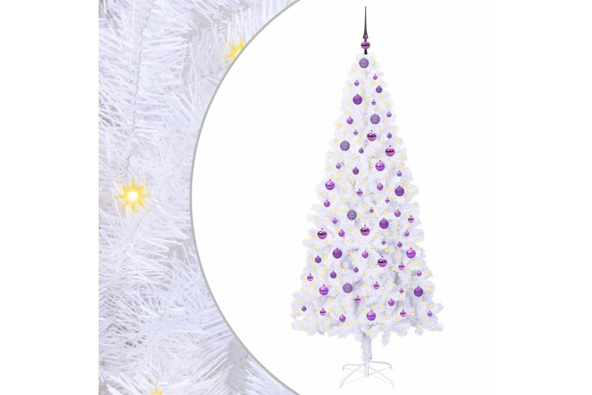 Vidaxl Artificial Christmas Tree With Stand White 210 Cm Pvc And Steel-2