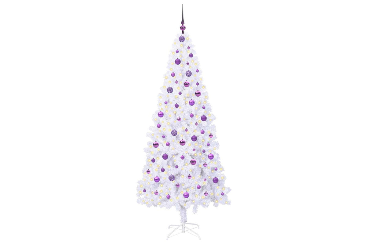 Vidaxl Artificial Christmas Tree With Stand White 210 Cm Pvc And Steel-3