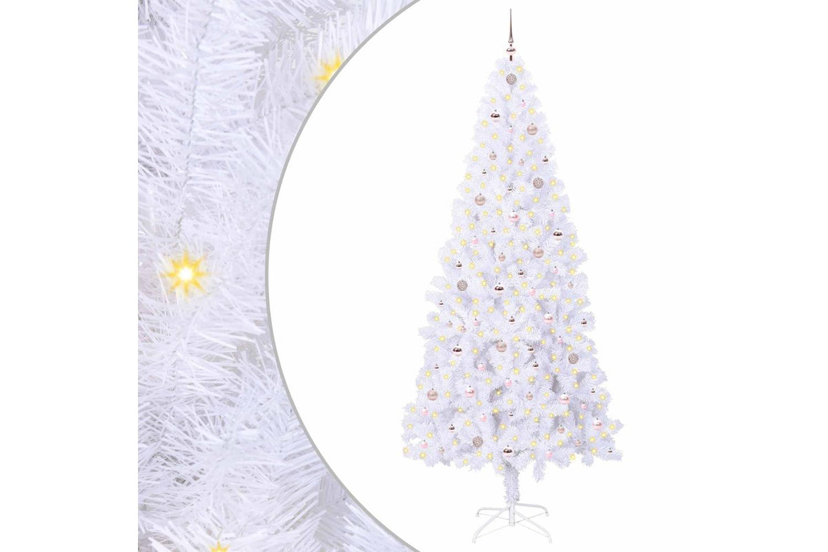 Vidaxl Artificial Christmas Tree With Stand White 240 Cm Pvc And Steel