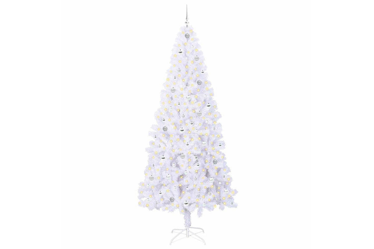 Vidaxl Artificial Christmas Tree With Stand White 240 Cm Pvc And Steel-3