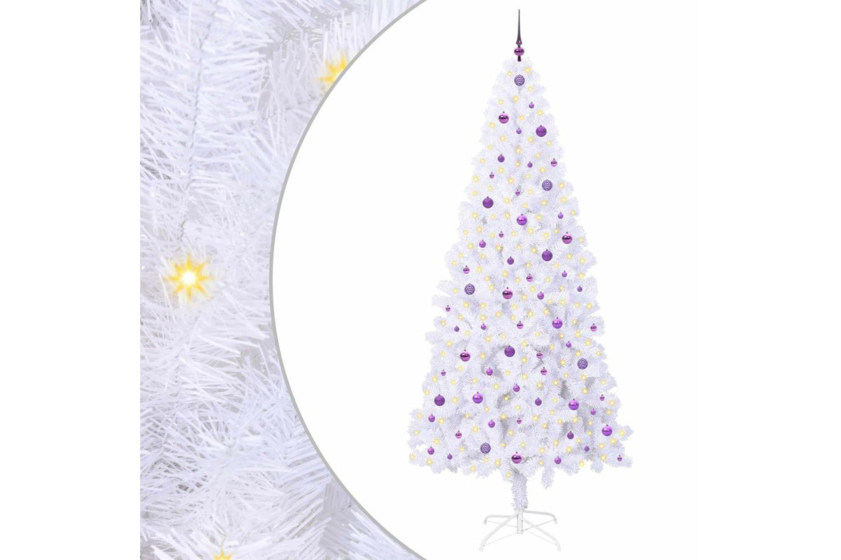 Vidaxl Artificial Christmas Tree With Stand White 240 Cm Pvc And Steel-2