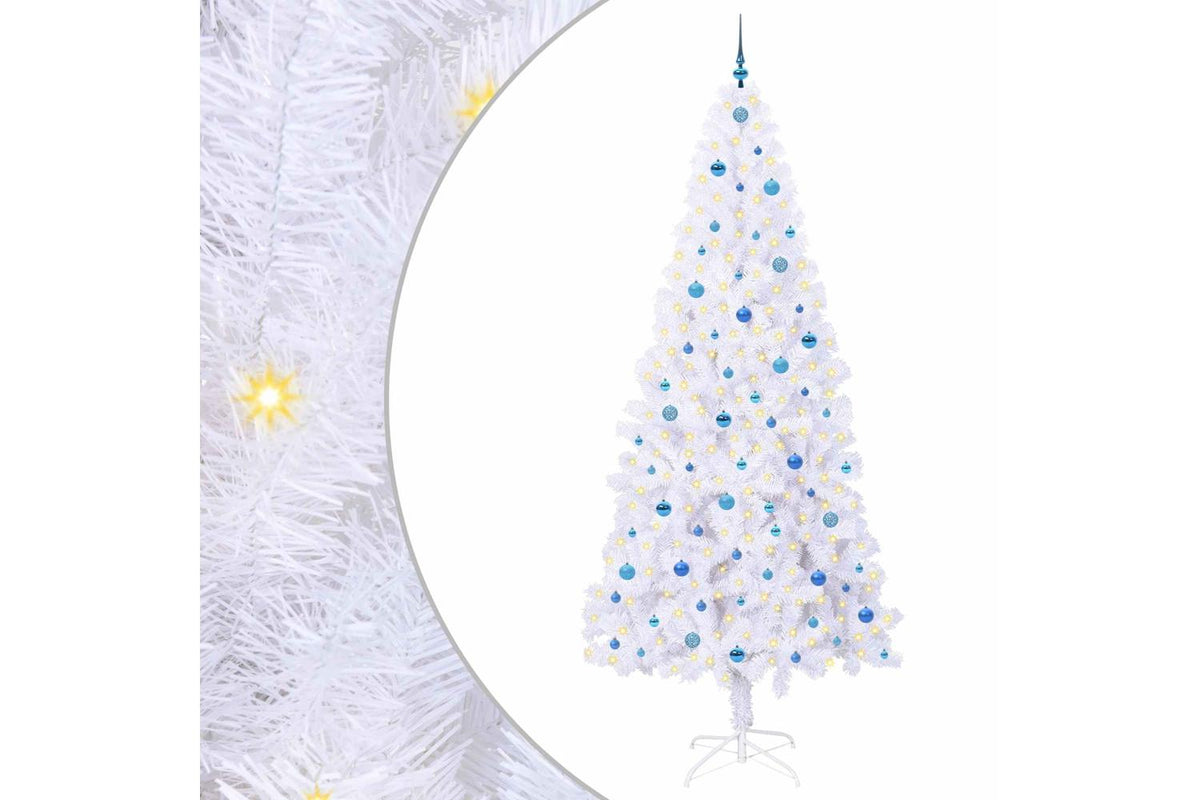 Vidaxl Artificial Christmas Tree With Stand White 240 Cm Pvc And Steel