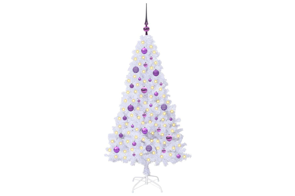 Vidaxl Artificial Christmas Tree White 150 Cm Pvc And Steel-3