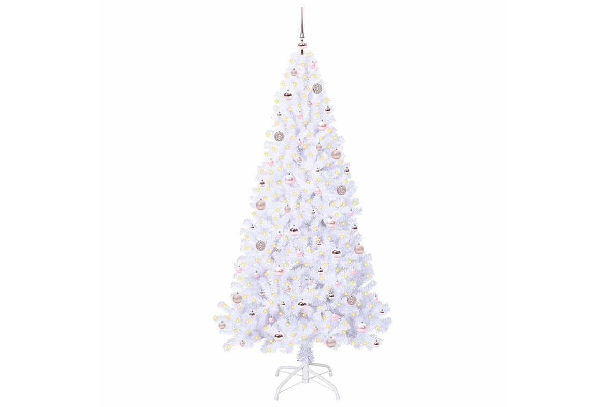 Vidaxl Artificial Christmas Tree With Stand White 210 Cm Pvc And Steel-3