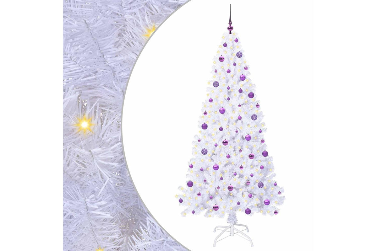 Vidaxl Artificial Christmas Tree With Stand White 210 Cm Pvc And Steel-2