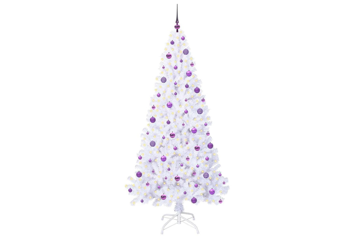 Vidaxl Artificial Christmas Tree With Stand White 210 Cm Pvc And Steel-3