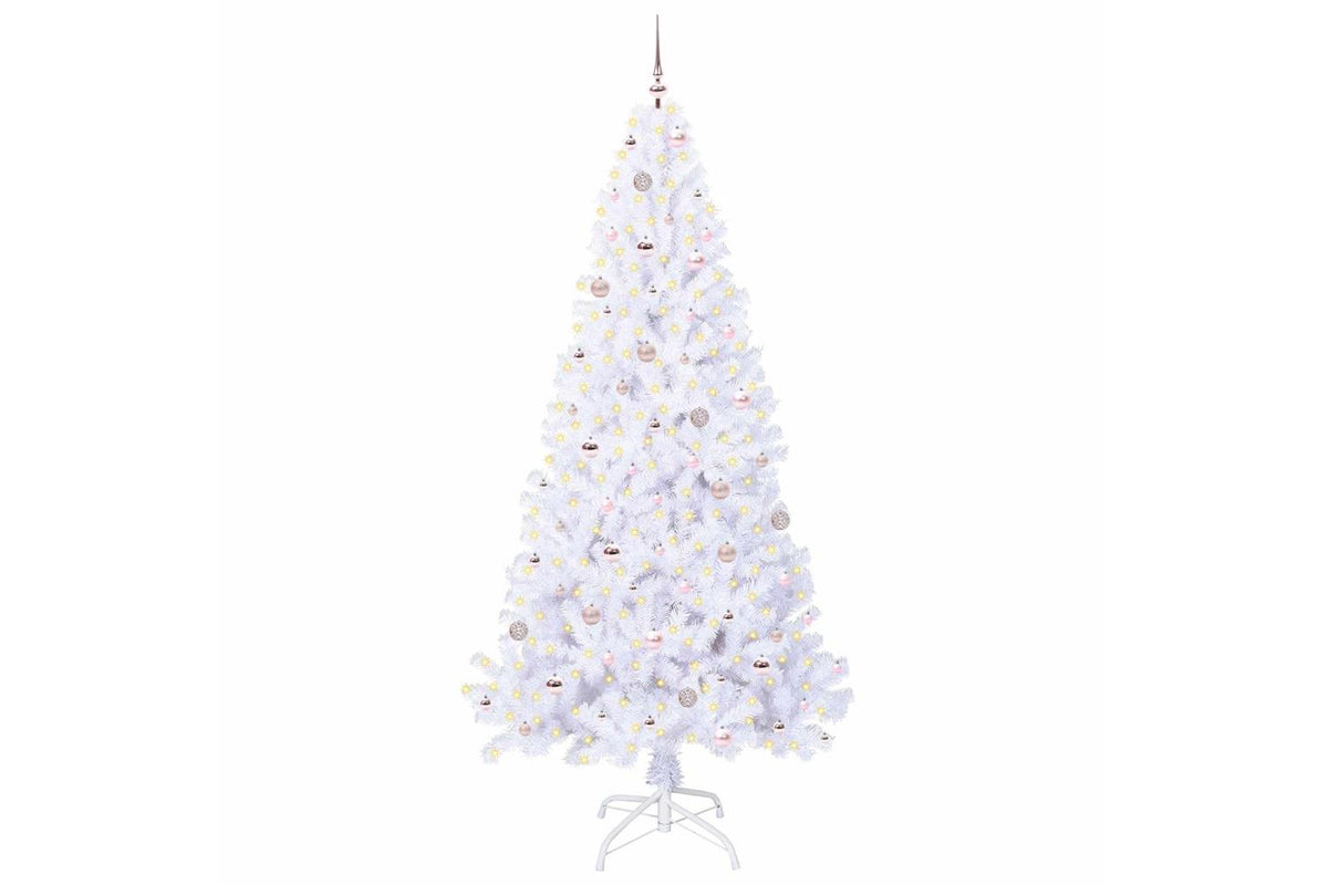 Vidaxl Artificial Christmas Tree With Stand White 240 Cm Pvc And Steel-3