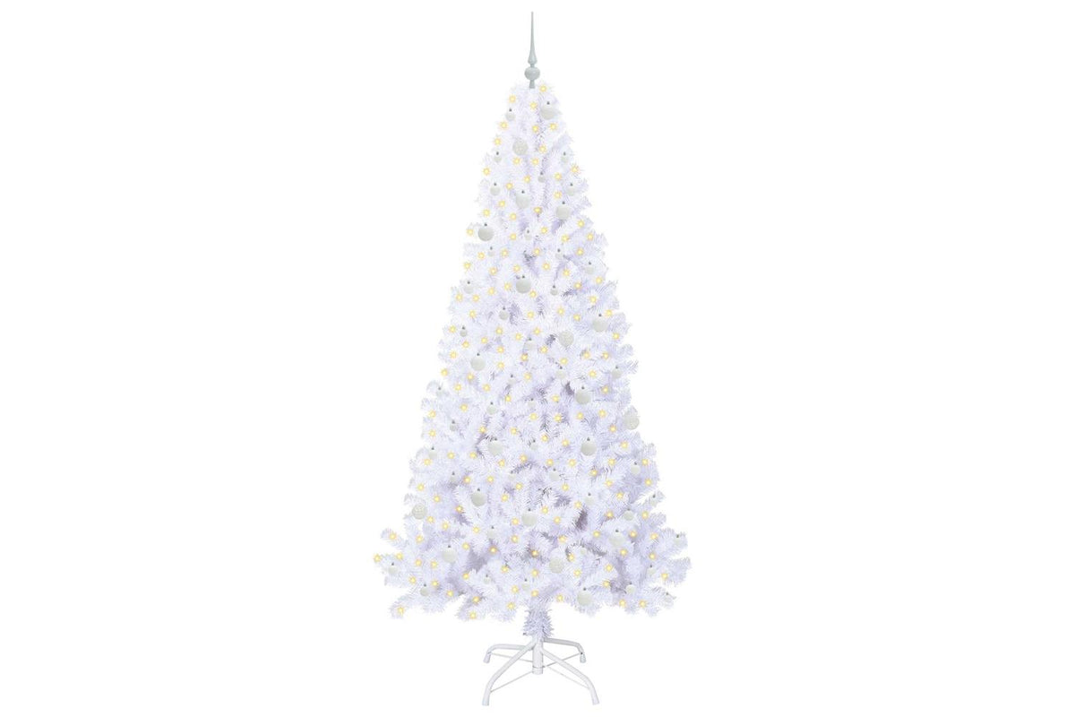 Vidaxl Artificial Christmas Tree With Stand White 240 Cm Pvc And Steel-3