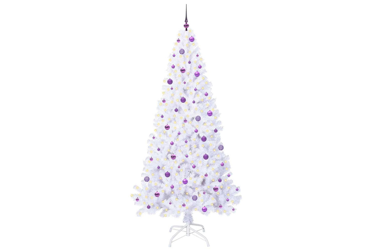 Vidaxl Artificial Christmas Tree With Stand White 240 Cm Pvc And Steel-3