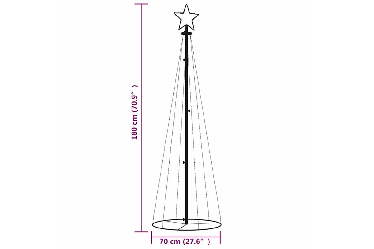 Vidaxl Christmas Cone Tree Warm White 108 Leds 70x180 Cm-10
