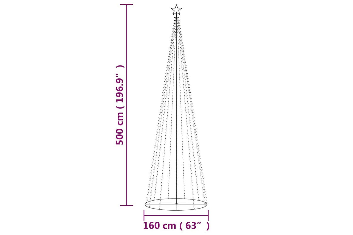 Vidaxl Christmas Cone Tree Cold White 732 Leds 160x500 Cm-7