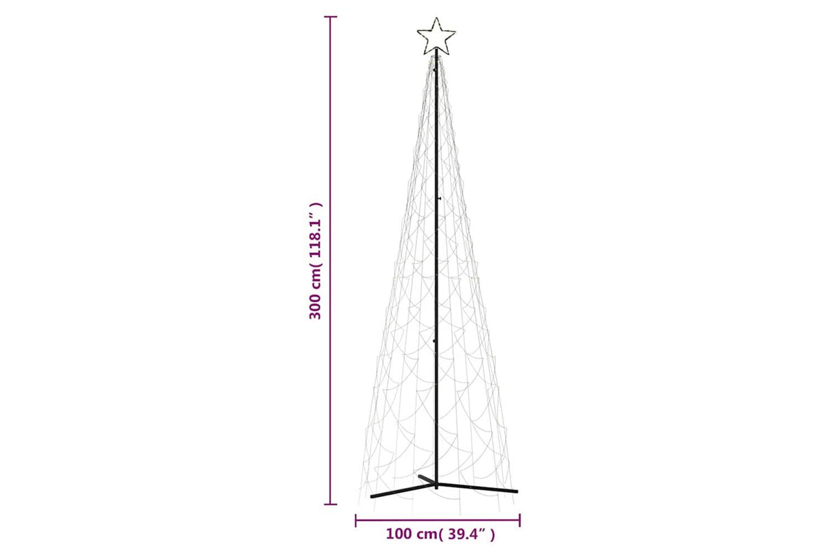 Vidaxl Christmas Cone Tree Warm White 500 Leds 100x300 Cm-9