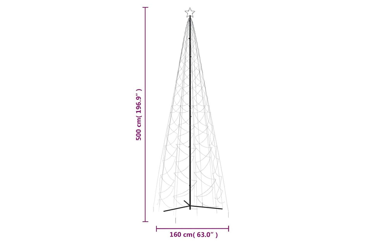 Vidaxl Christmas Cone Tree Cold White 1400 Leds 160x500 Cm-9