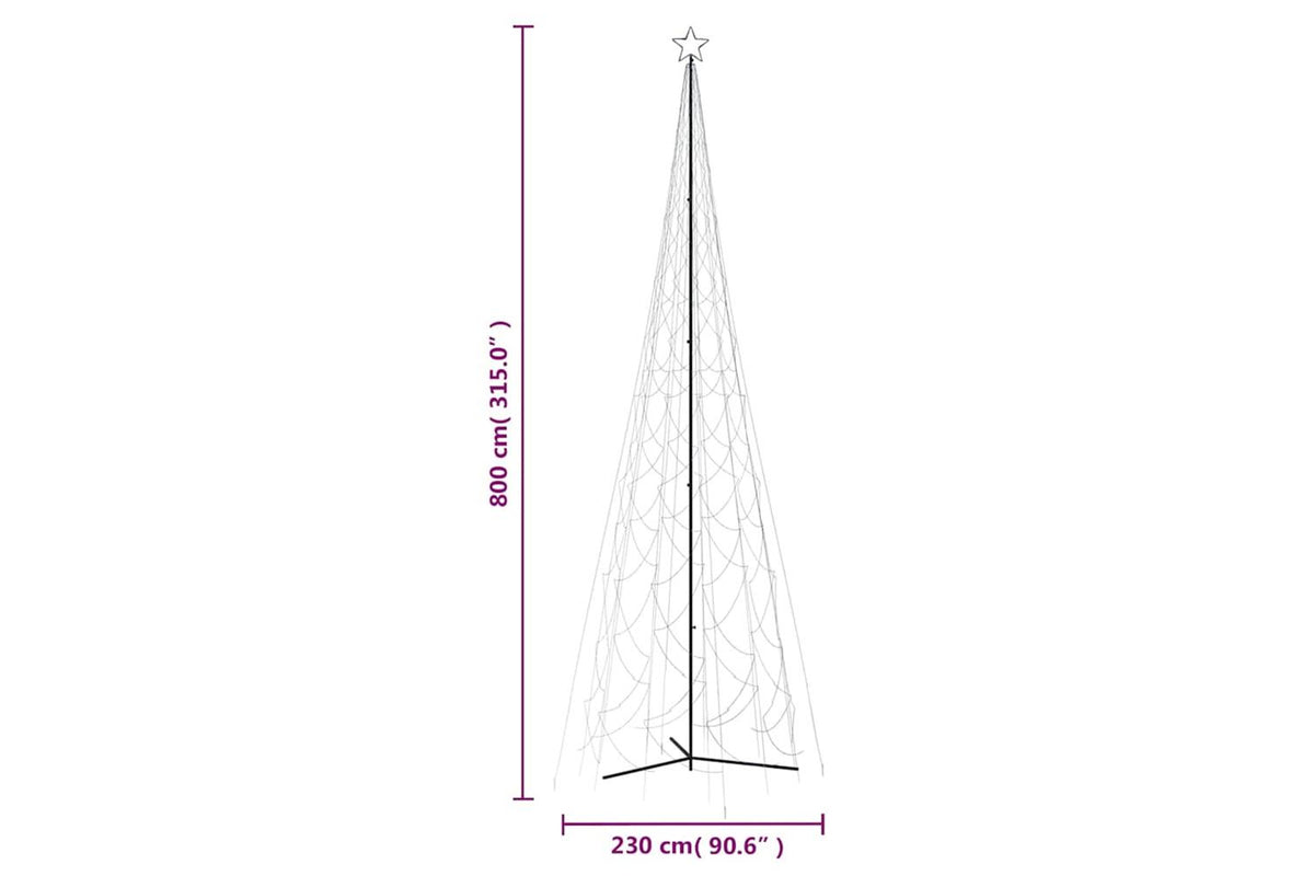 Vidaxl Christmas Cone Tree Blue 3000 Leds 230x800 Cm-9