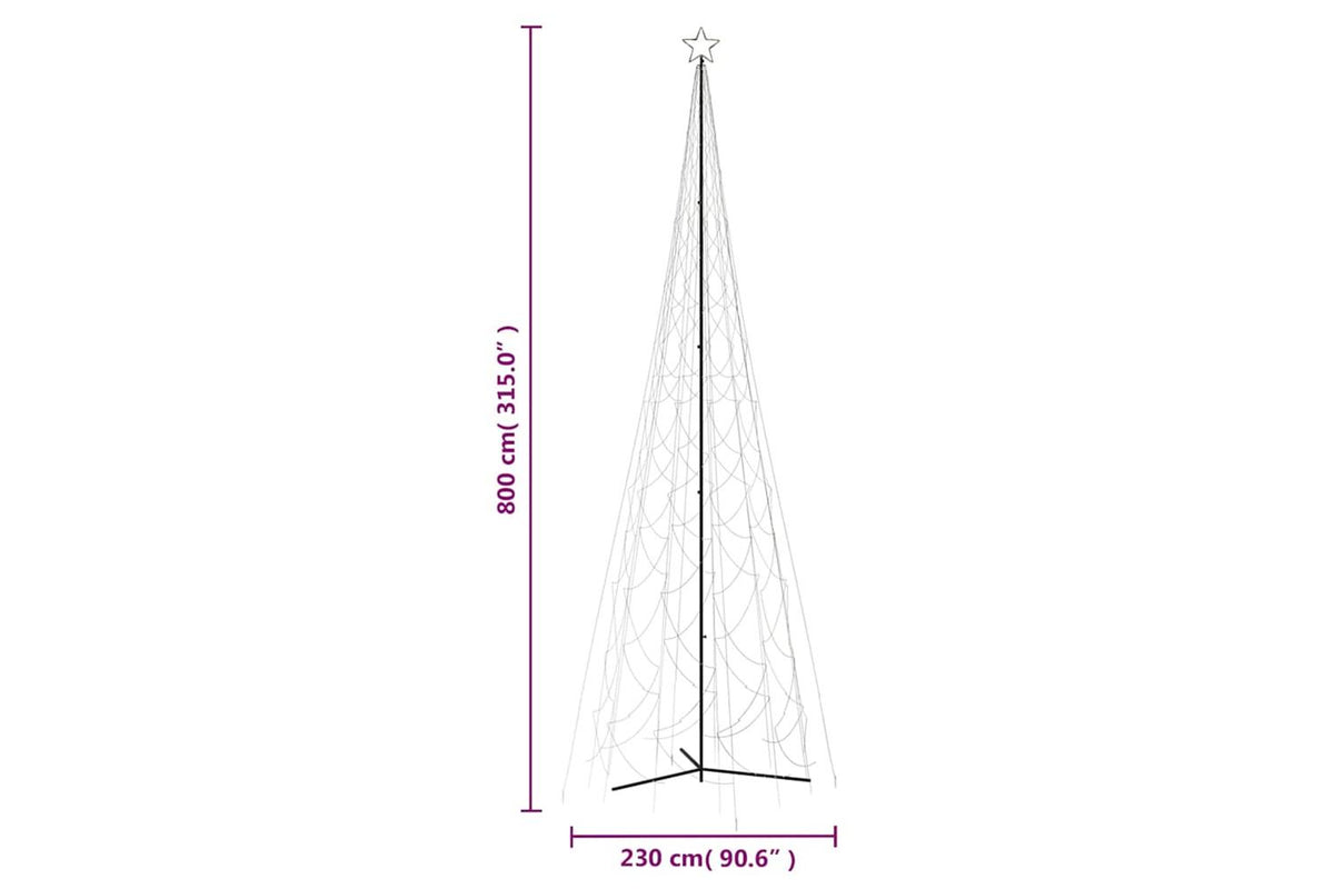 Vidaxl Christmas Cone Tree Warm White 3000 Leds 230x800 Cm-9