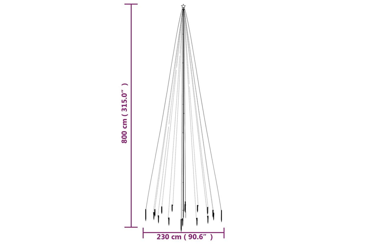 Vidaxl Christmas Tree With Spike Blue 1134 Leds 800 Cm-9