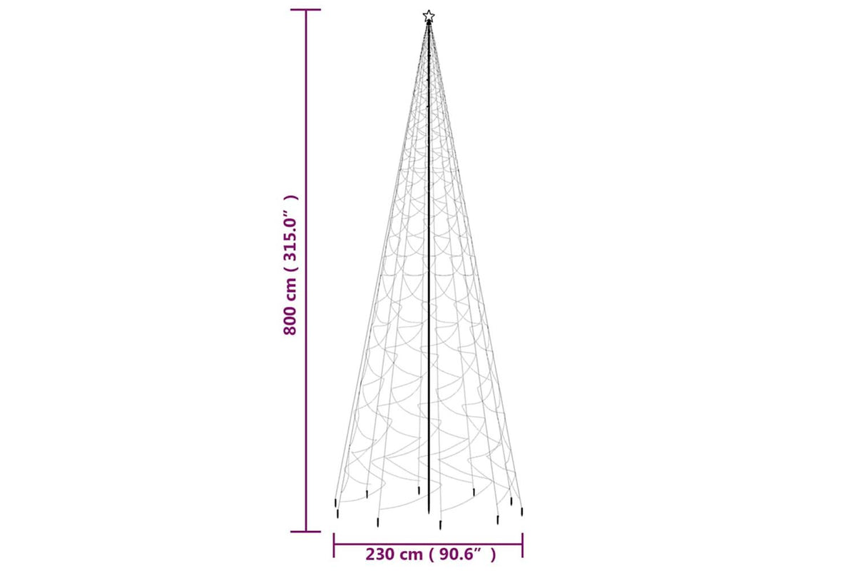 Vidaxl Christmas Tree With Spike Blue 3000 Leds 800 Cm-9