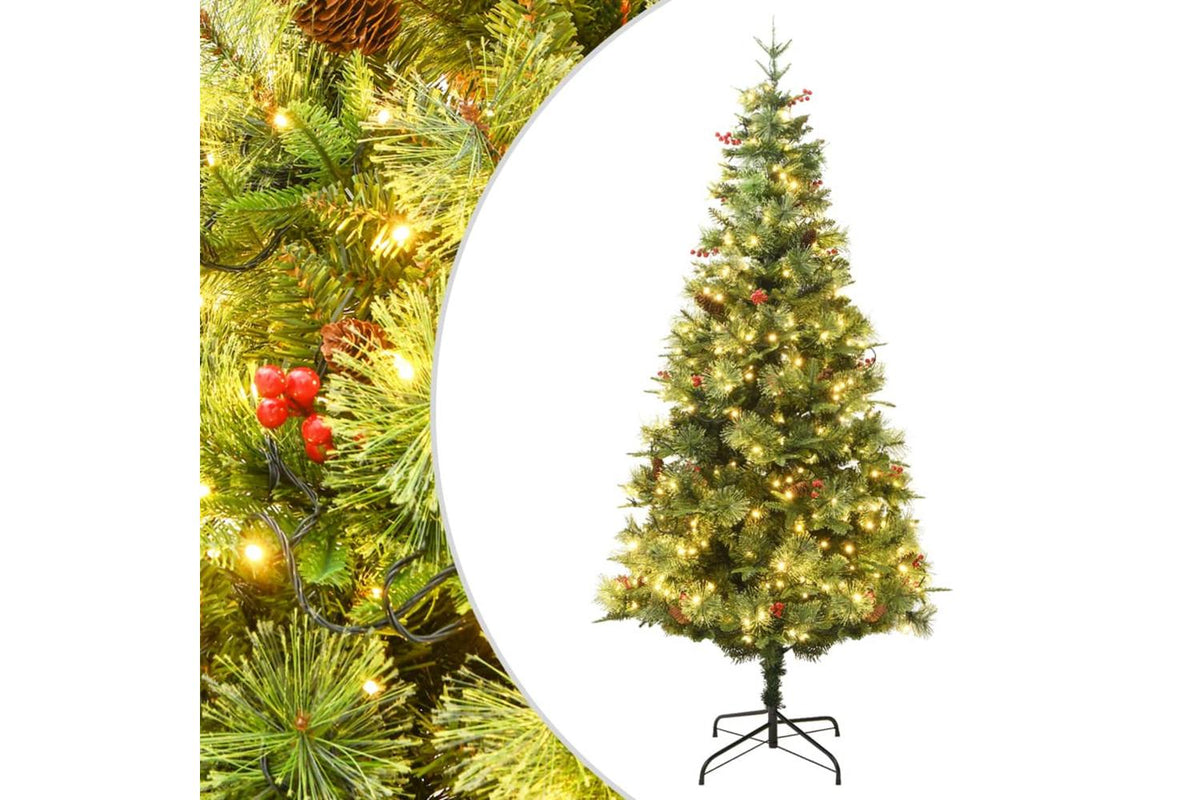 Vidaxl Pre-lit Christmas Tree With Pinecones Green 120 Cm Pvc
